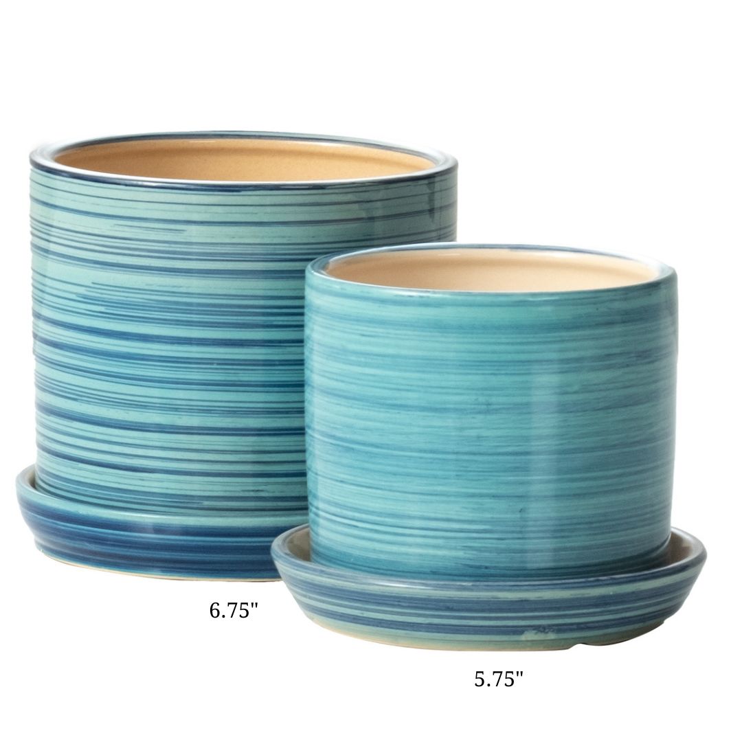 Anchor Petits Pot with Attached Saucer – Blue – 6.75″